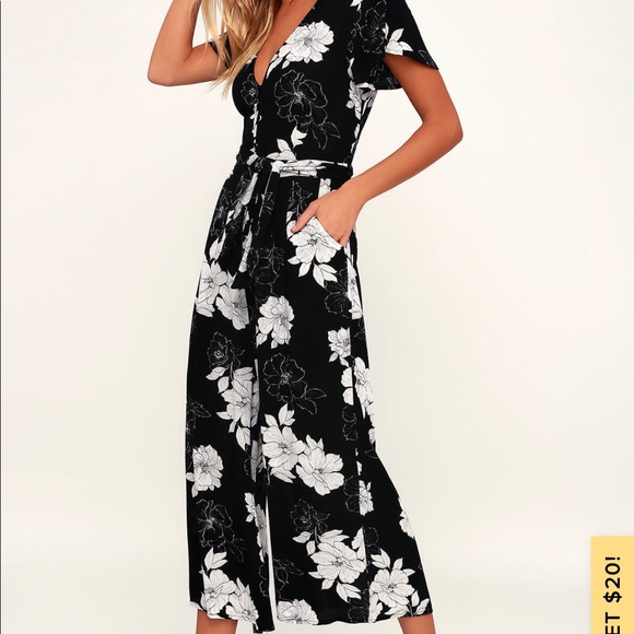 Black floral print jumpsuit - Picture 2 of 6